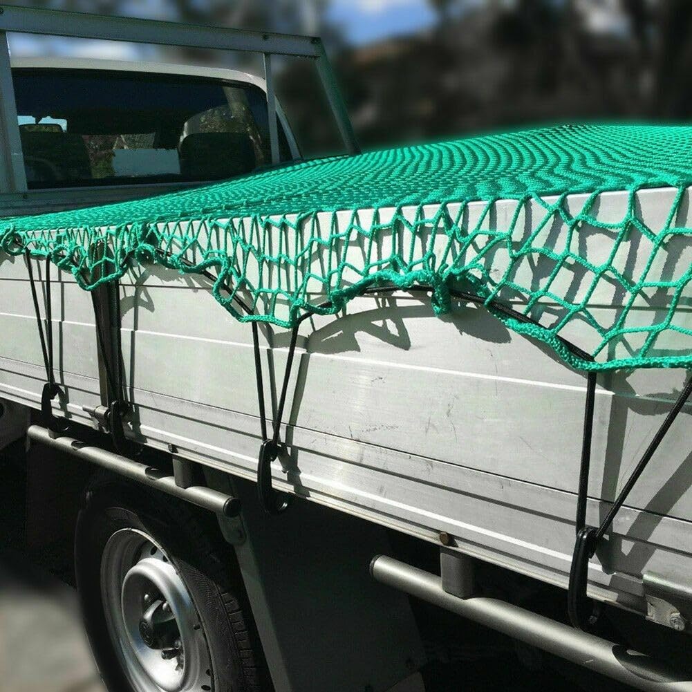 Rete di carico per pick-up e rimorchio, rete elastica in nylon con ganci per SUV e minivan, bagagliaio posteriore o deposito attrezzi sportivi, verde, 1,5 x 2,2 m (2,5 x 3,5 m)