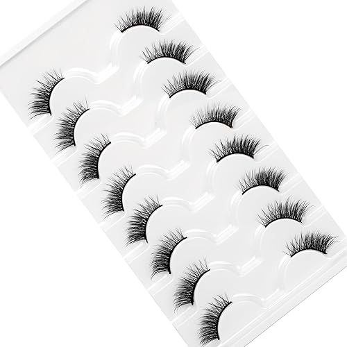Miniatura 552 de Pooplunch Pestañas postizas de pelo de visón sintético, estilo de ojo de gato, paquete de pestañas postizas naturales esponjosas, paquete múltiple