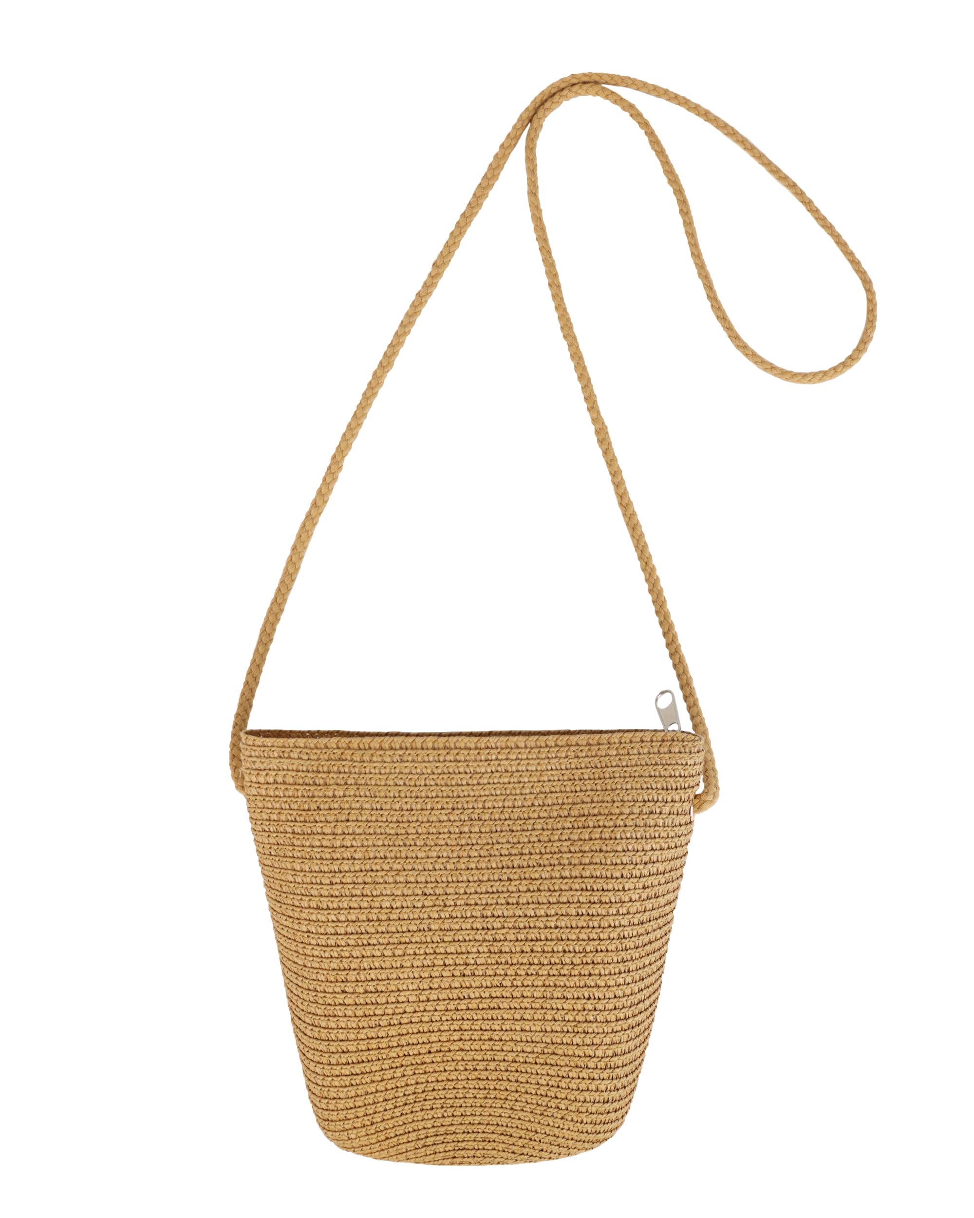 Aiphamy Womens Small Straw Crossbody Bag Summer Beach Shoulder Purse Lightweight Handbag (Brown)