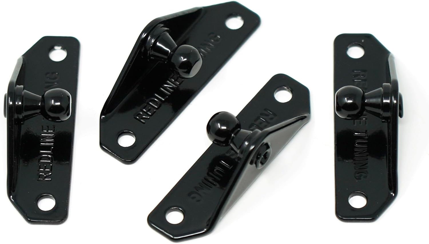 10mm Ball-Stud Mounting Brackets (Pack of 10) Low Profile - Gas Strut Lift Support Fittings (Black Powder-Coated Over Zinc-Plating) RT-60-00001-10