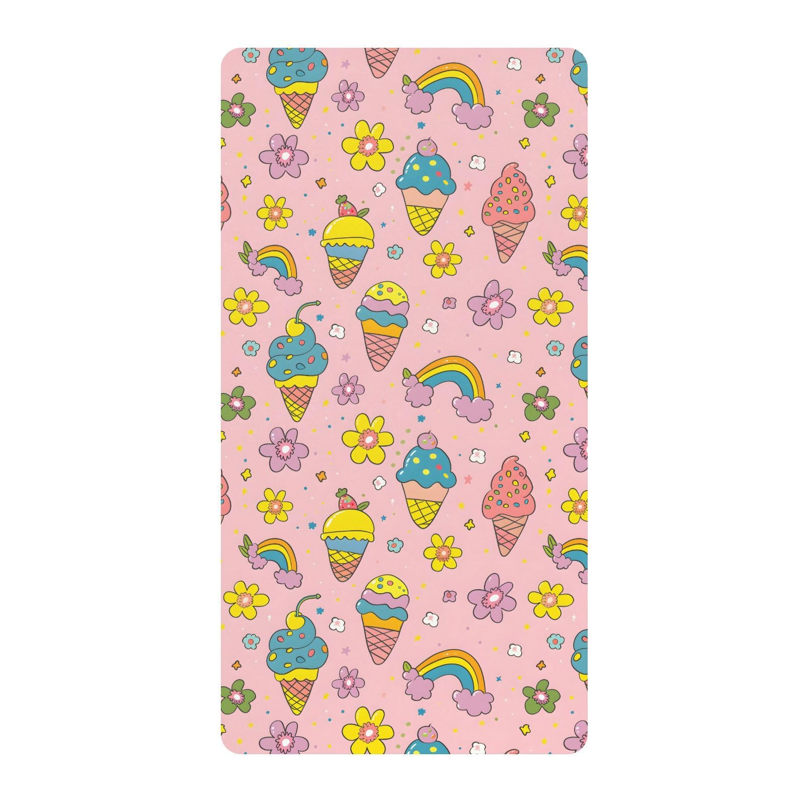 Drap-housse pour berceau de bébé motif crème glacée arc-en-ciel pour garçons et filles, 71,1 x 132,1 cm