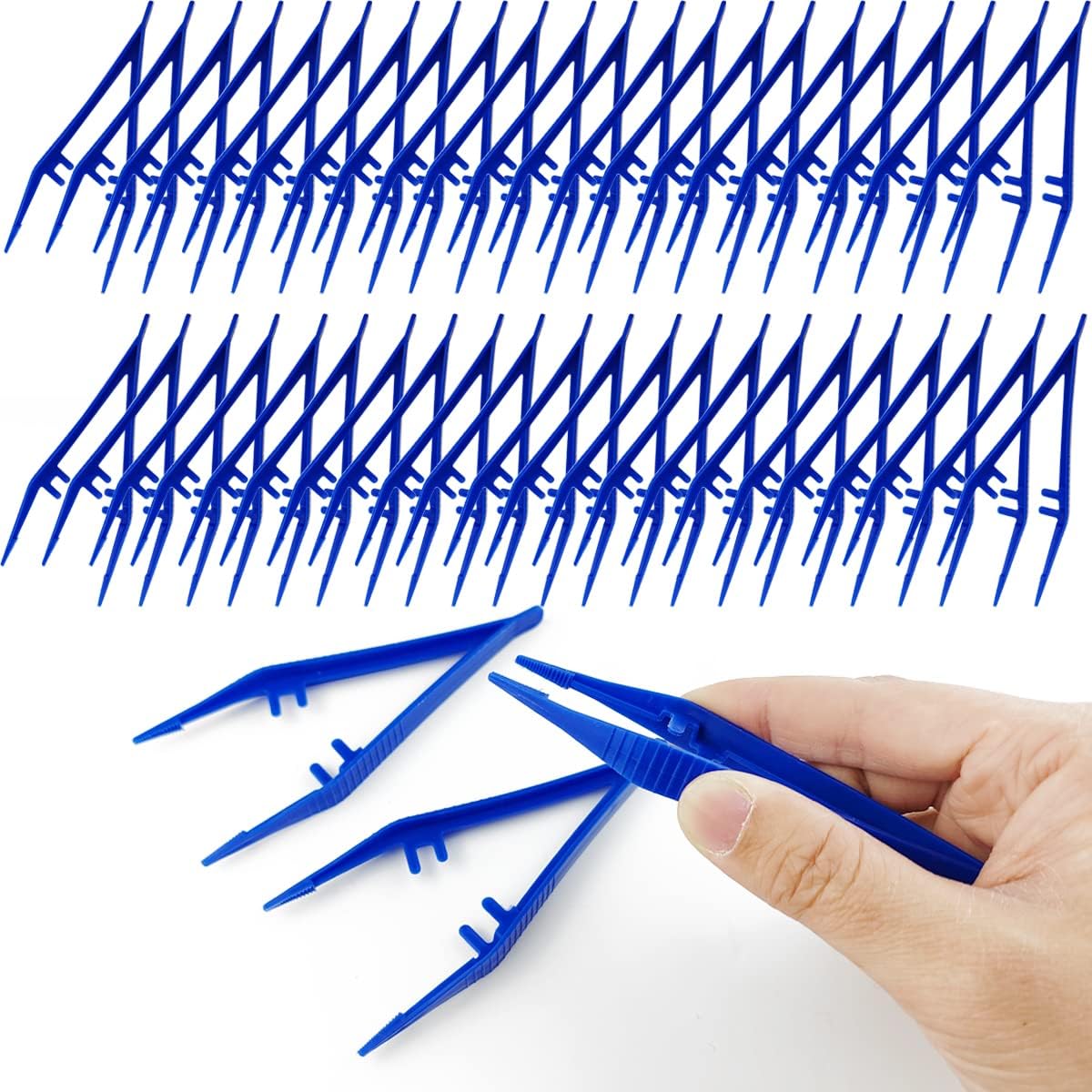 GXXMEI 50PCS 5inch Plastic Tweezers, Craft Forceps for
