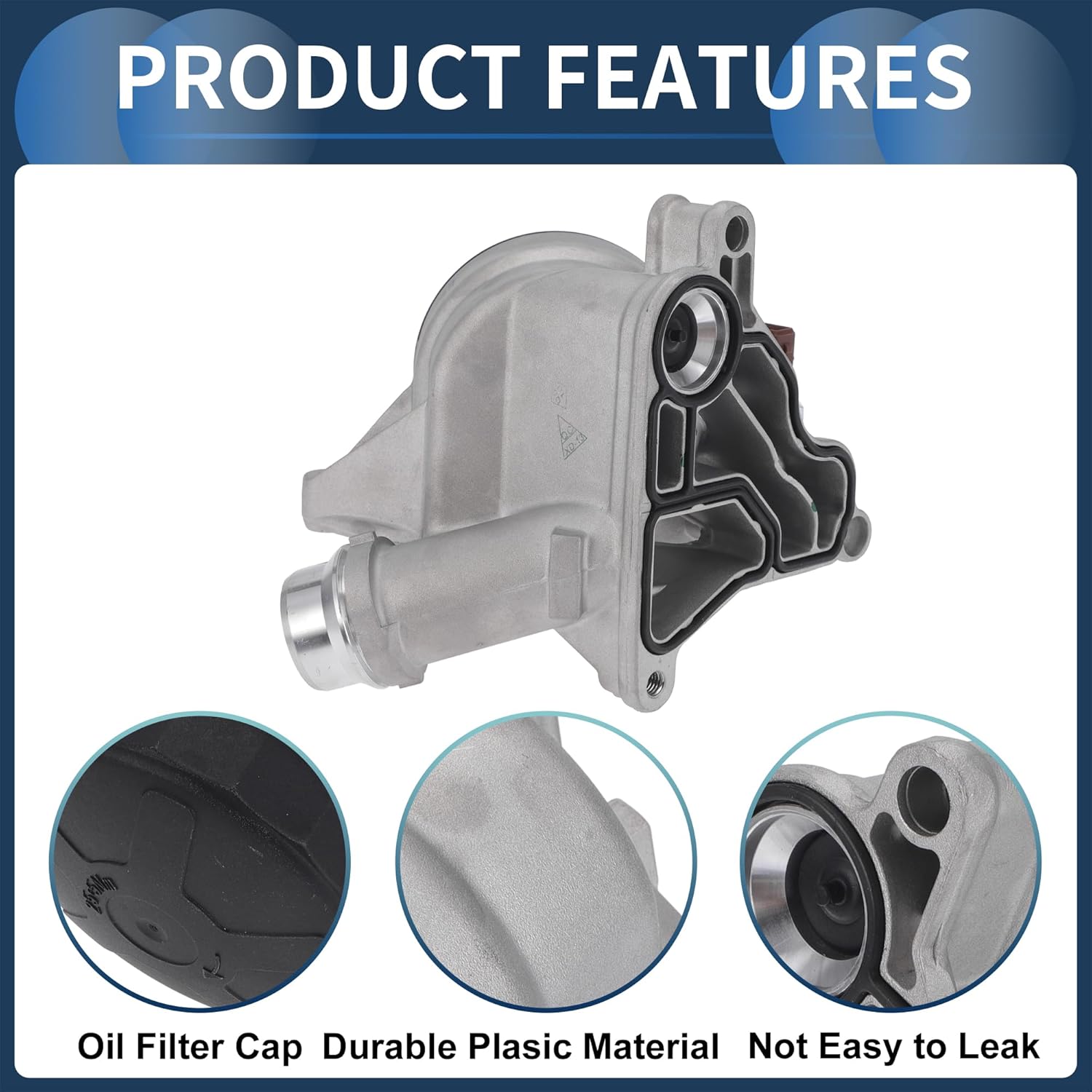 Engine Oil Filter Base Housing Assembly, Oil Filter Housing with Sensors and O-ring Seals No.11428637812/11-42-8-637-812 for BMW 128i 135i Upgraded Aluminum Alloy Silver Tone, 1 Pc