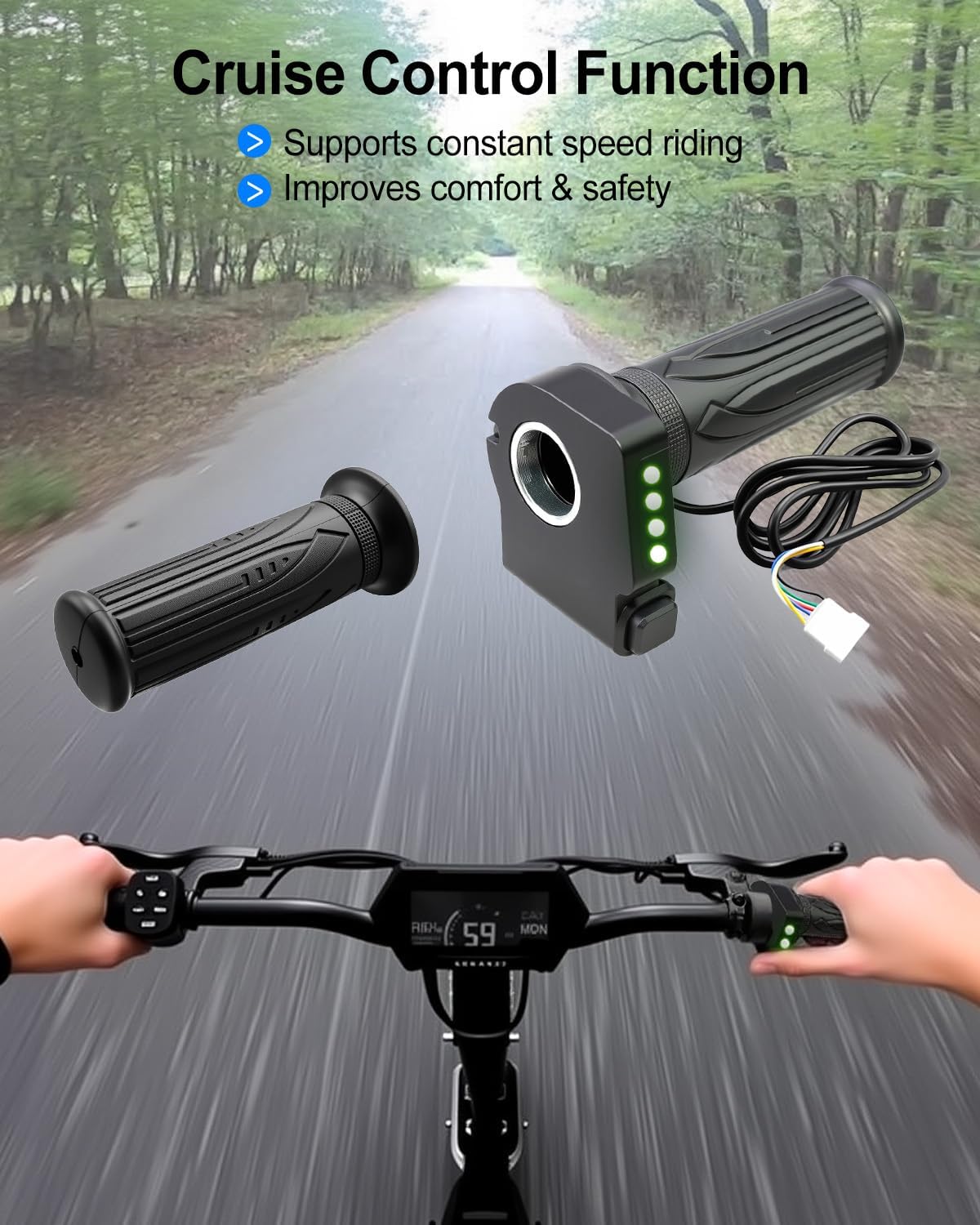 1 Pair KH-DX 36V Throttle with Cruise Controll Button Fit for DYU D3F D2F C3 C4 Ebike and Jetson Bolt Pro LX10 Atlas ANCHEER Electric Bike, 36V Electric Bicycle Throttle Grip, 6-Pin Connector