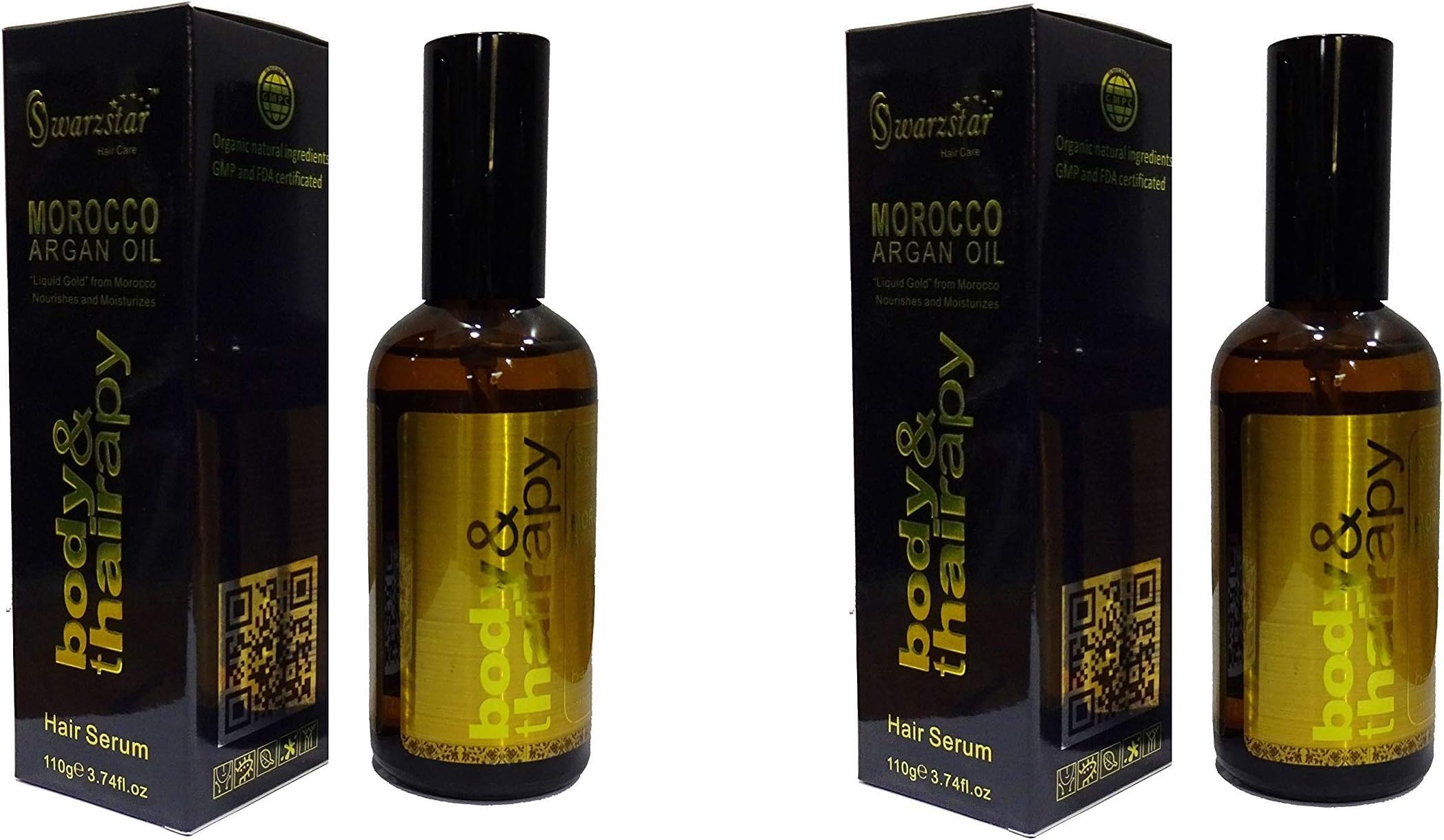 Morocco Argan Oil Body & Thairapy Hair Serum, 110g/3.74fl.oz (GOLD) (Pack of 2)