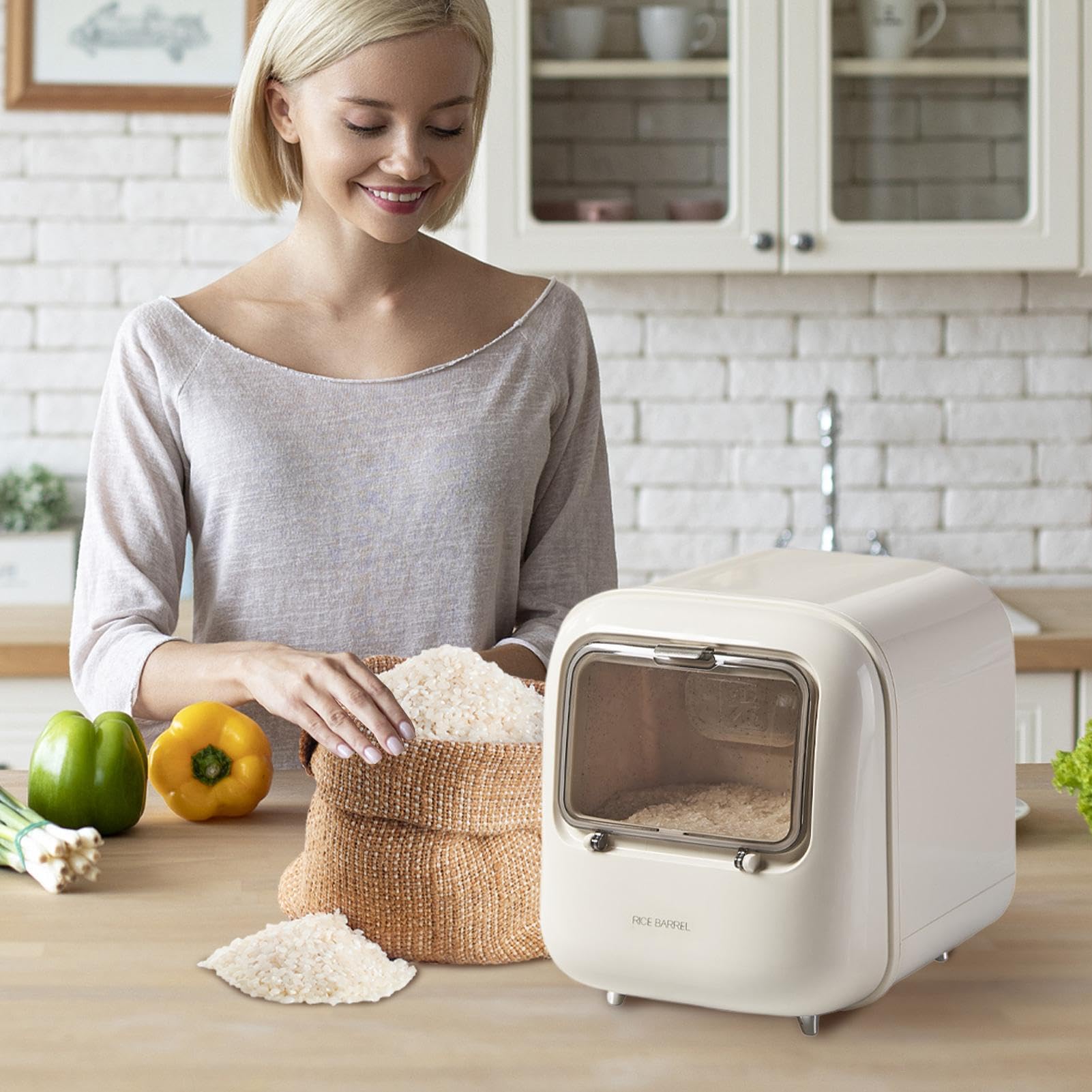 Dispenser di supporto per riso, contenitore di immagazzinaggio di riso,Contenitore per dispensa per la casa | Contenitore per alimenti da cucina per organizzazione di stoccaggio dispensa, scatola dis | Porta Riso Da Cucina per Dispensa Armadietto Frigorif