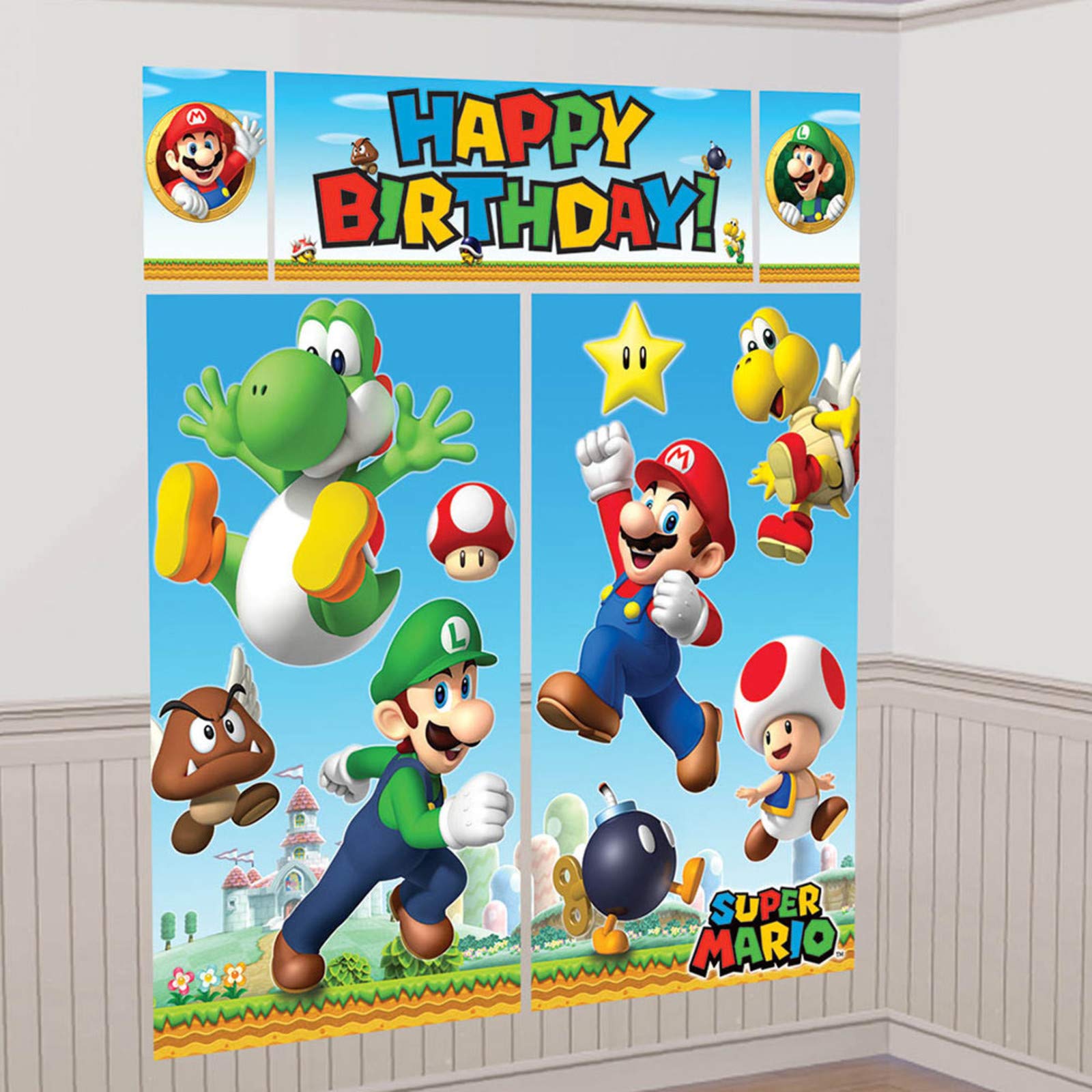 Amscan kit di decorazioni 670508, per ricreare una scena di Super Mario