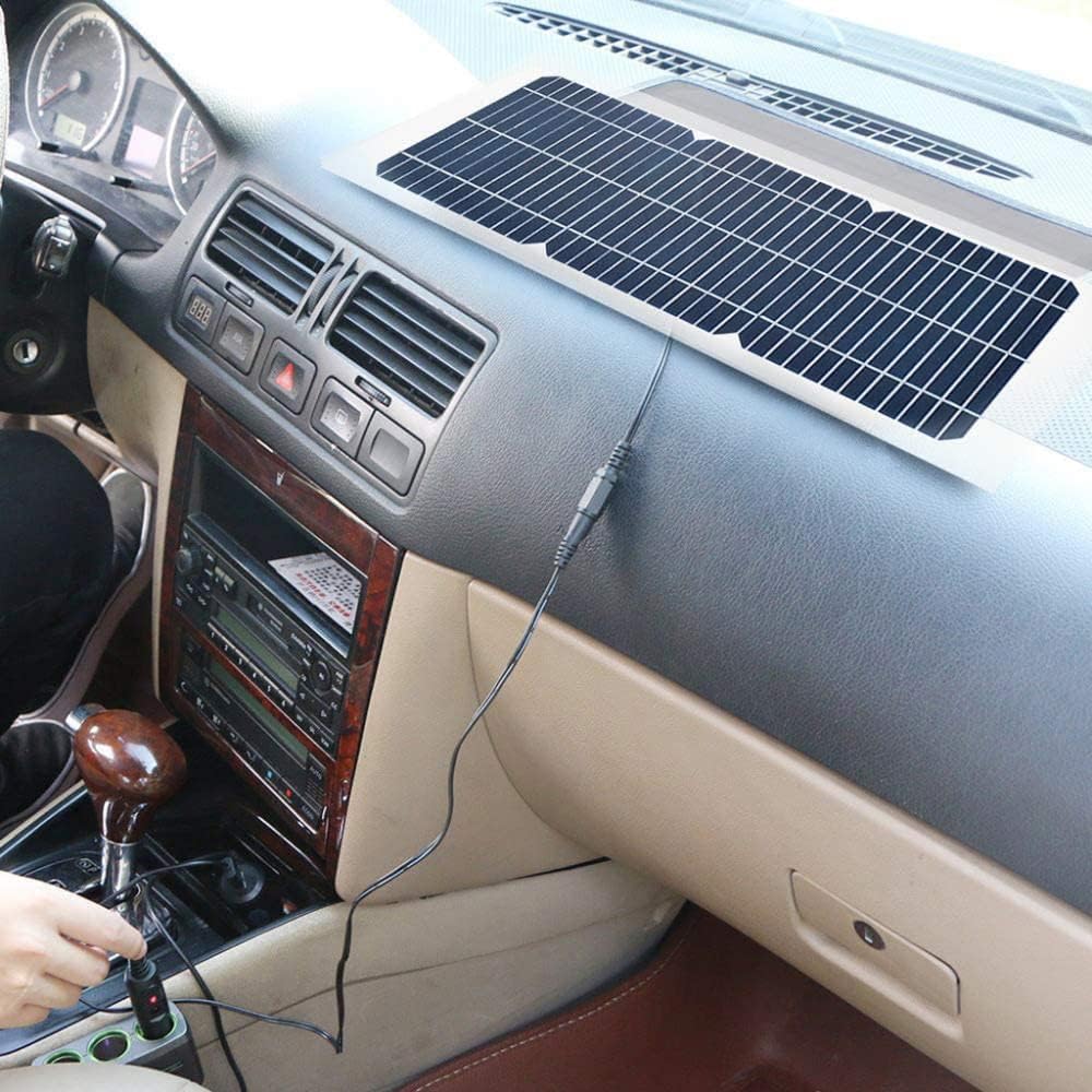 Mini ładowarka do paneli słonecznych, przenośne ogniwa słoneczne USB 18 V, 20 W, ładowarka podtrzymująca z klipsami krokodylkowymi i kablami akumulatorowymi