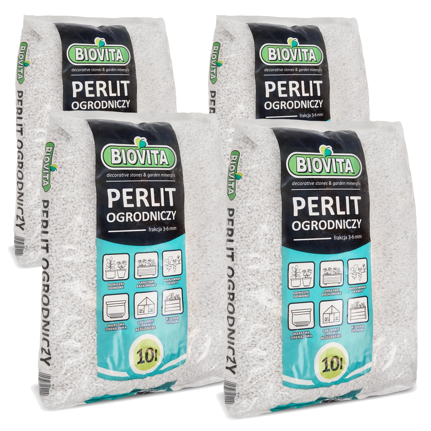 Pullmer Perlite für Pflanzen 40L - 4 Stück à 10L - Korngröße 3-6mm - Fristlos haltbar