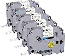 5x Yuanqimm Compatible 12 mm TZe231 TZe-231 TZ231 TZ-231 for Brother P-touch Tape 12 mm 0.47 Black on White Tape for PT-D400 PT-H100LB PT-H105 PT-D200 PT-1000 PT-H1000 PT-H11 10 PT-HT 101 PT-H107B