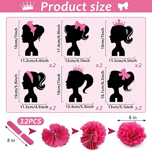 Miniatura 2 de 12 centros de mesa rosados para decoración de mesas, centros de mesa rosa intenso, flores de papel, princesa, centros de mesa para París, temática