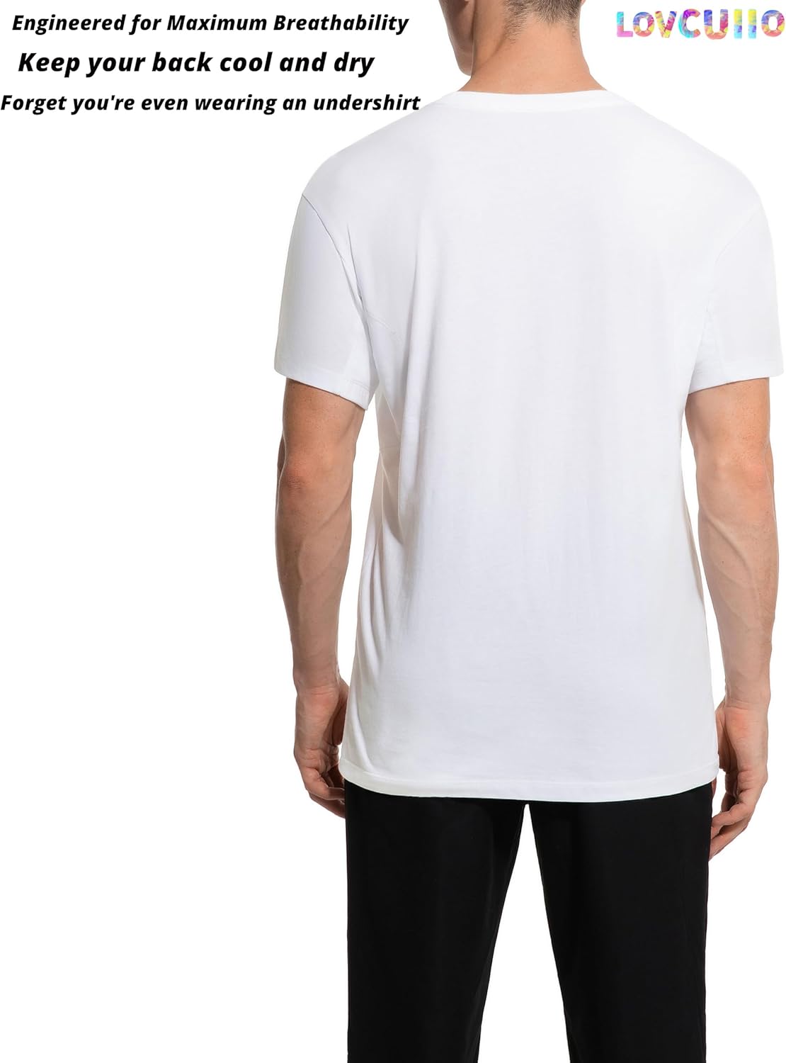 Men's Sweatproof Undershirt - Crew Neck Short Sleeve Cotton T-Shirt, Original Fit with Built-in Underarm Sweat Pads