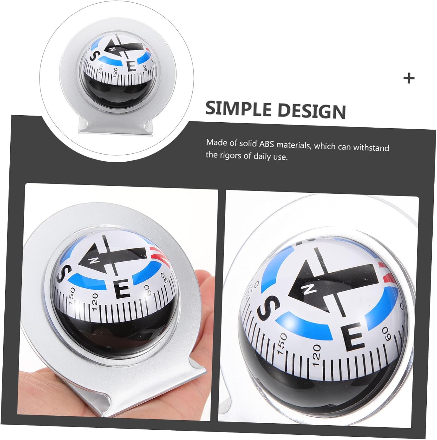 Milisten LC600 Car Compass Ball for Dashboard: Adjustable Marine Compass for Boat & Vehicle Navigation - Professional Off-Road Directional Guide for Truck, SUV & ATV