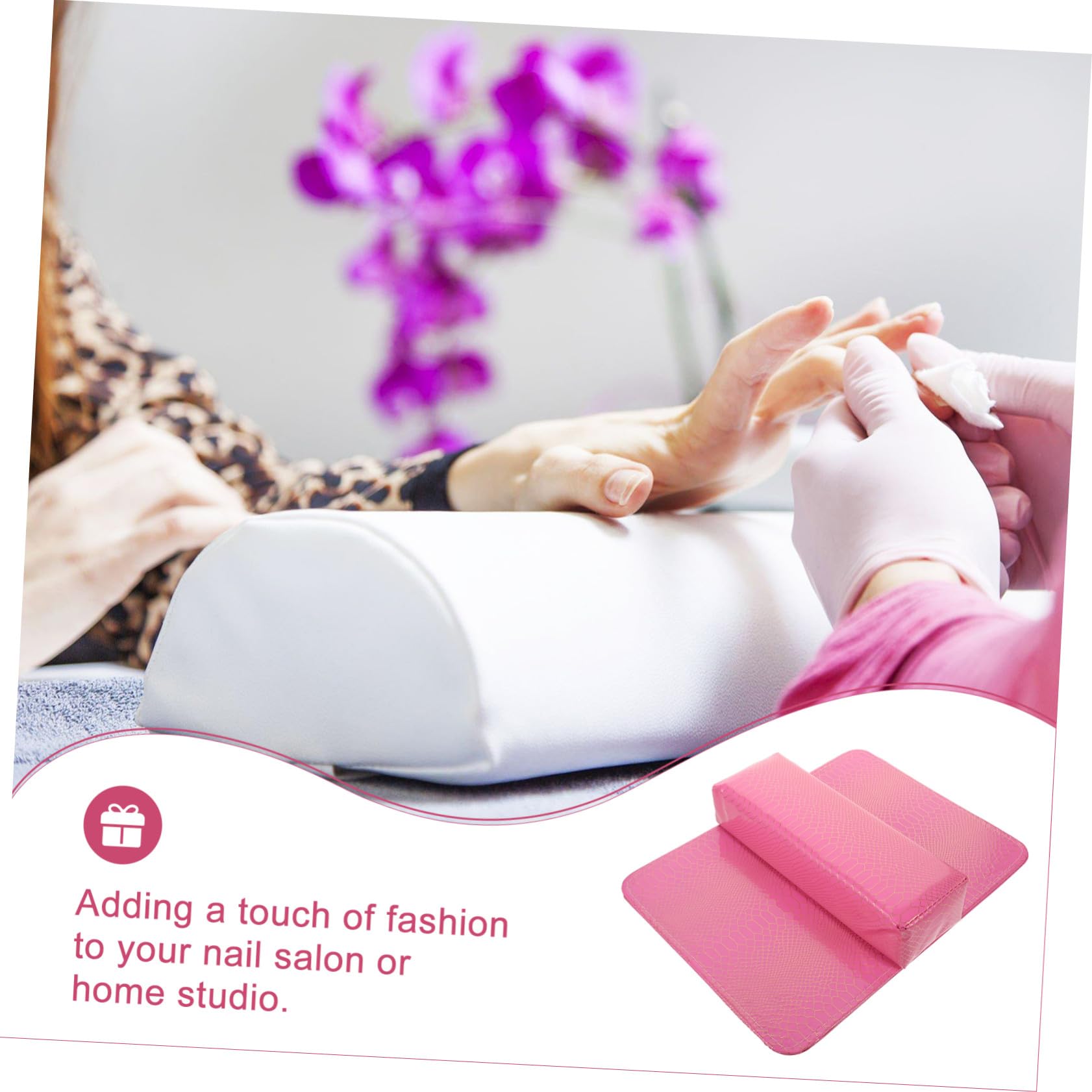 GANAZONO Cuscino Poggiamano in Pelle Pu e Spugna Rosa per Manicure Leggero e Lavabile, Design Unico per Manicure a Casa e Salone