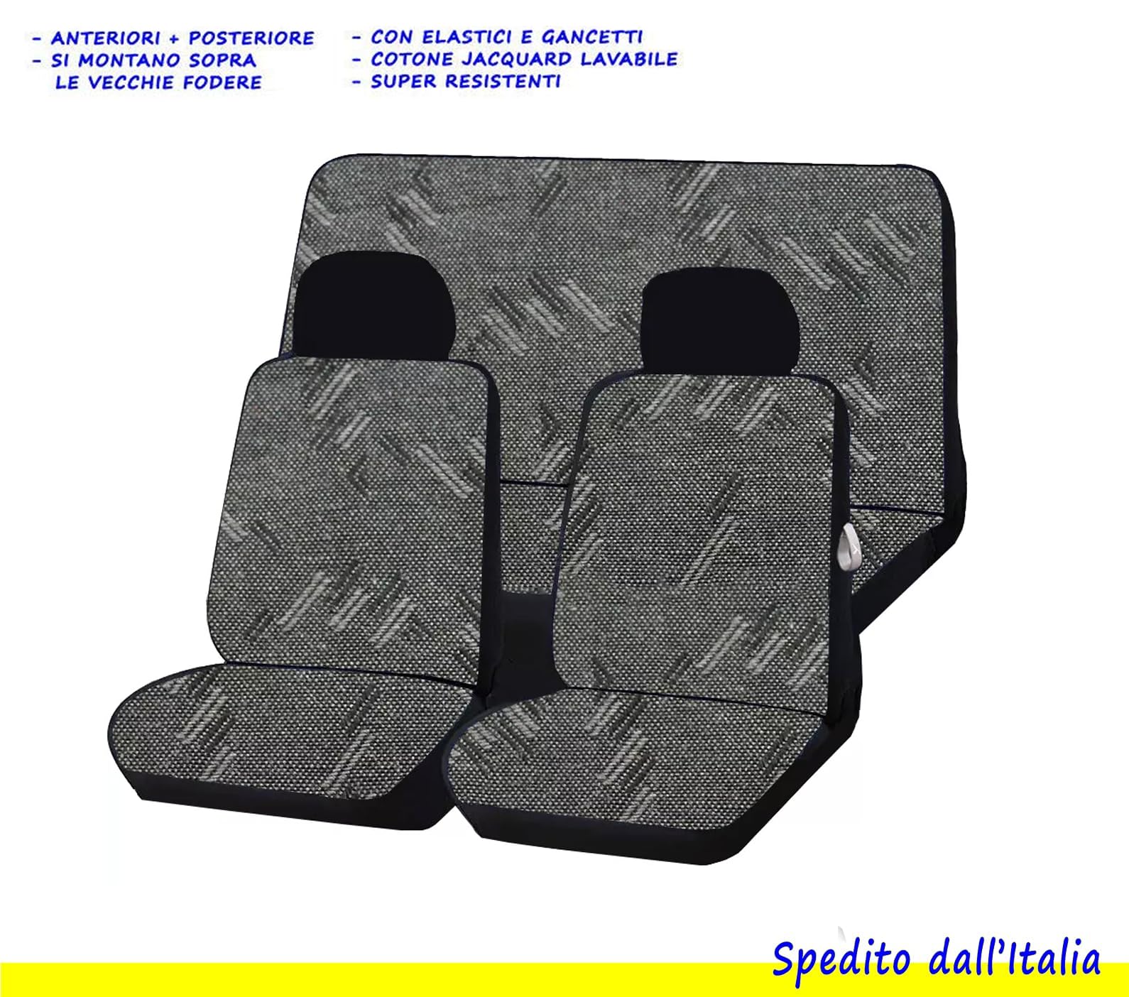 Coprisedili Panda 4x4 1986-2003 - Set In Tessuto Grigio Trapuntato - Foto 8