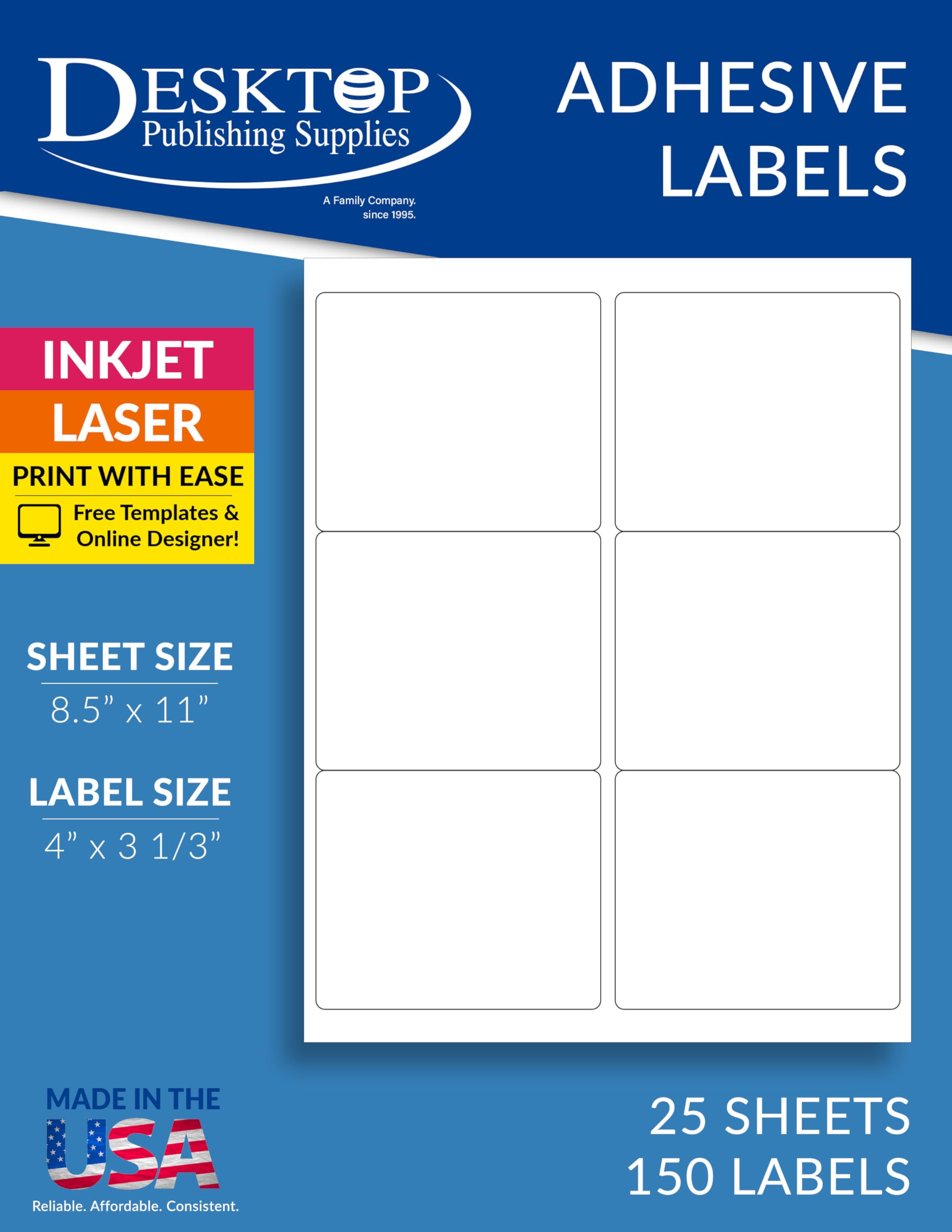 amazon-com-white-removable-labels-shipping-label-size-4-x-3-1-3-6-per-sheet-for-inkjet-laser-printers-25-sheets-150-labels-office-products for 95 Percent Group Free Downloads Printable Amazon.com : White Removable Labels - Shipping Label Size 4