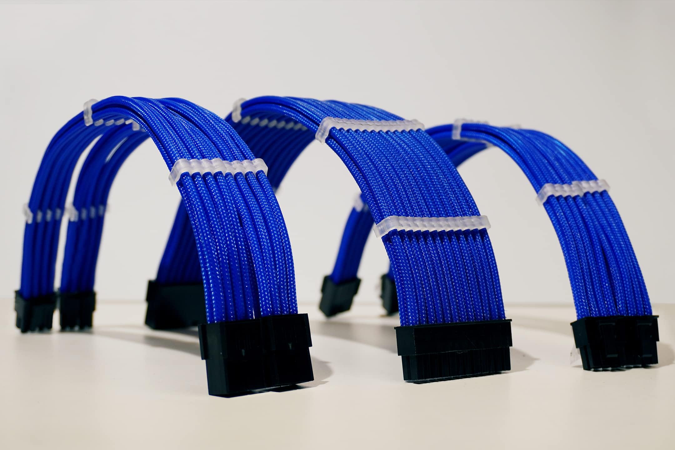 PSU Custom Sleeved extension cable w/Comb kit┃1 x 24 P (20+4)┃1 x 8 P (4+4) CPU┃2 x 8 P (6+2) GPU Set┃30CM 300MM (Blue)