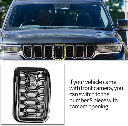 Miniatura 10 de 7 piezas de insertos de rejilla frontal de malla de panal negro brillante reemplazan para Jeep Grand Cherokee WK Laredo
