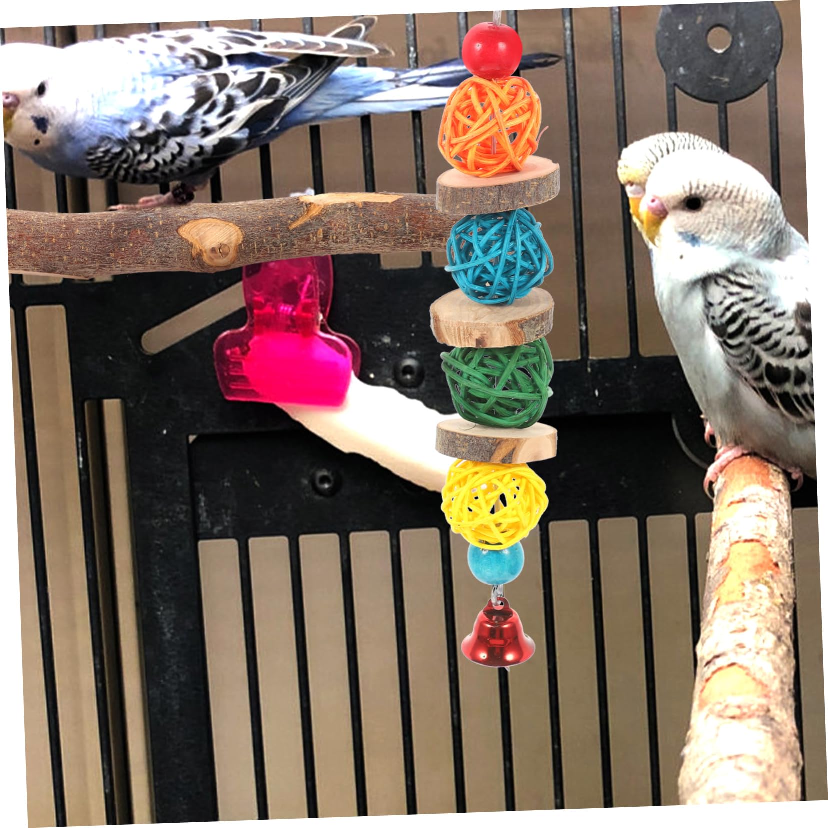 WOONEKY Vogelspielzeug Set Aus Apfelholz Für Papageien Und Wellensittiche Teiliges Kauspielzeug Mit Bunten Perchen Und Haken Für Vogelkäfige Fördert Das Kauen Aktivität