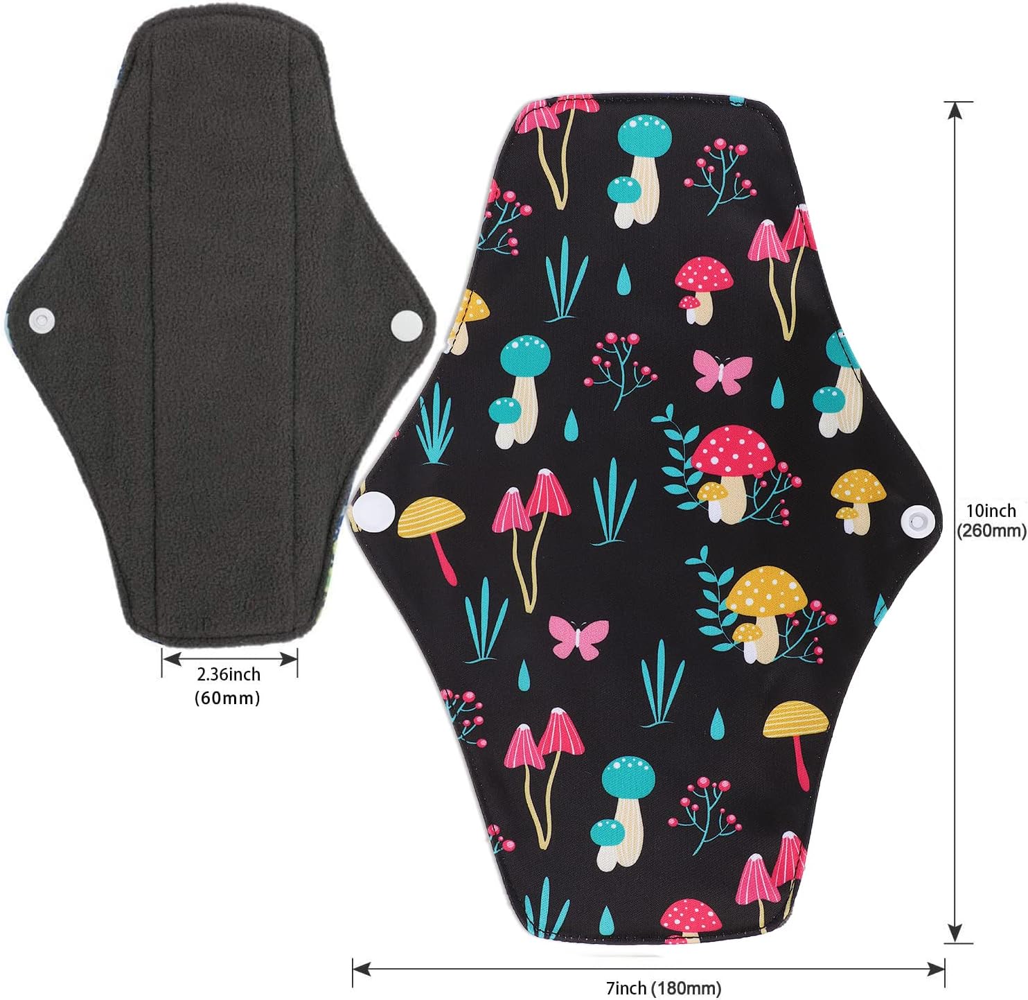 PHOGARY Reusable Menstrual Pads, Bamboo Cloth Pads for Heavy Flow with Wet Bag, Large Sanitary Pad Set with Wings for Women, Washable Overnight Cloth Panty Liners Period(7 in 1, Style G) - Image 4