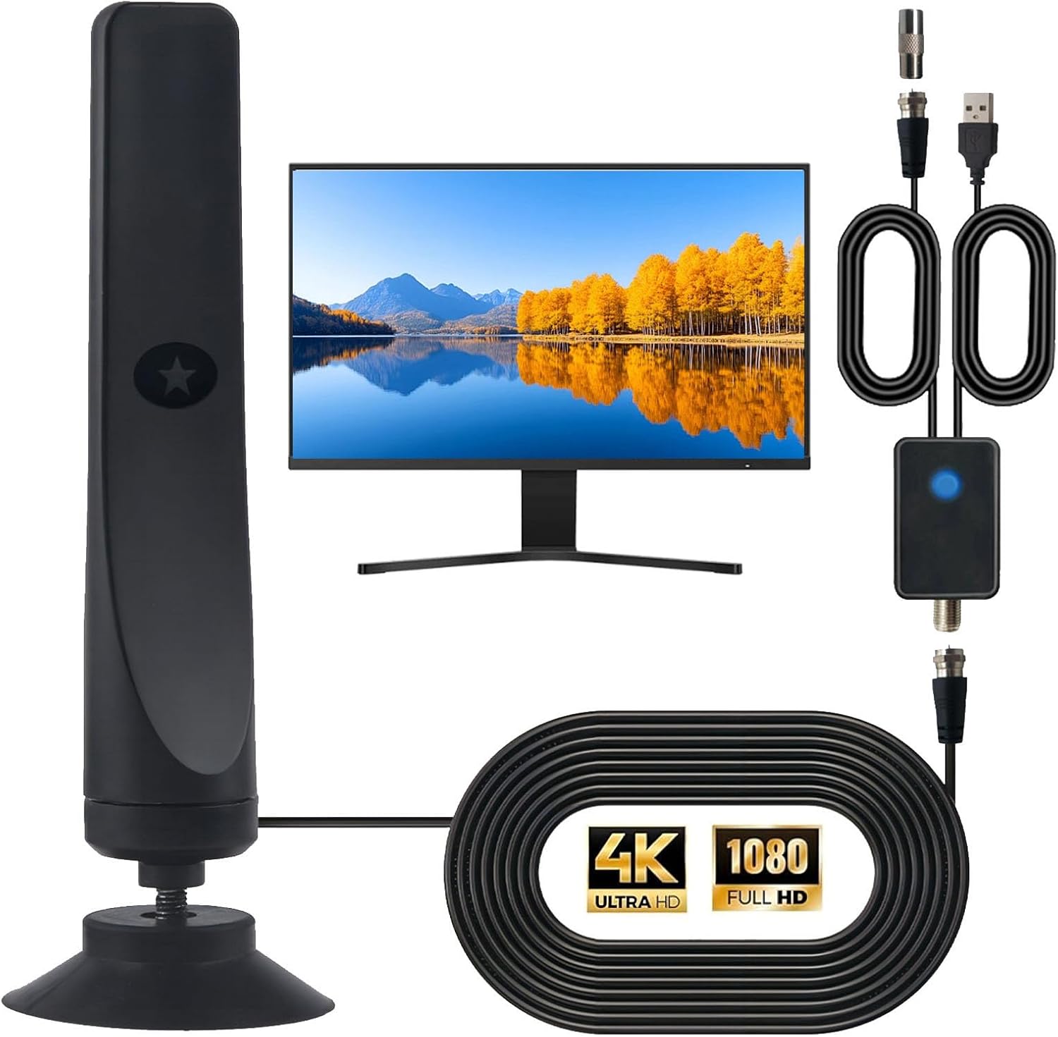 Wave Max TV Antenna 2025, Indoor/Outdoor Antenna for Smart TV, Wave Max TV Antenna 2025 for Campers, 4K HD Digital Antenna/Signal Booster with Crisp HDTV Display and Works for TV, RVs (3Pcs)