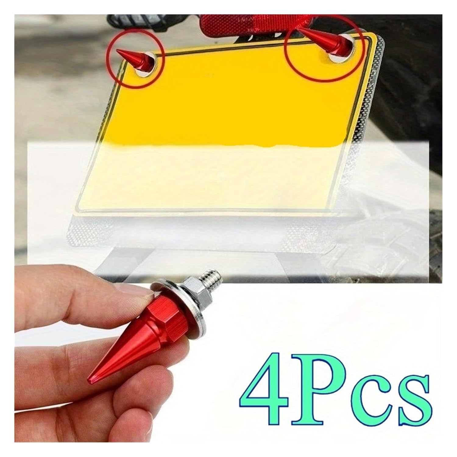 4Pcs M6 Threaded Tips Screw Car Modified Fasteners Washer Bumper Engine Screws License Plate Aluminium Alloy Bolts(Red-4Pcs)