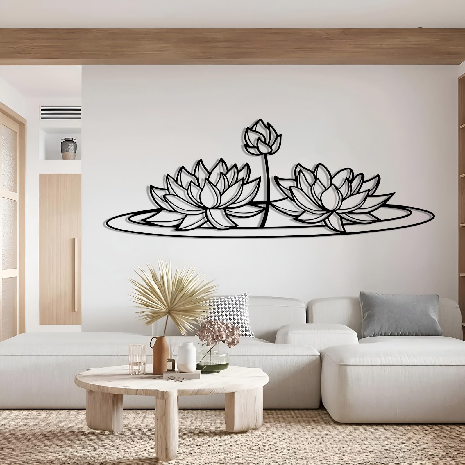 Kwiat lotosu metalowa sztuka ścienna, dekoracja medytacyjna mandala zen
