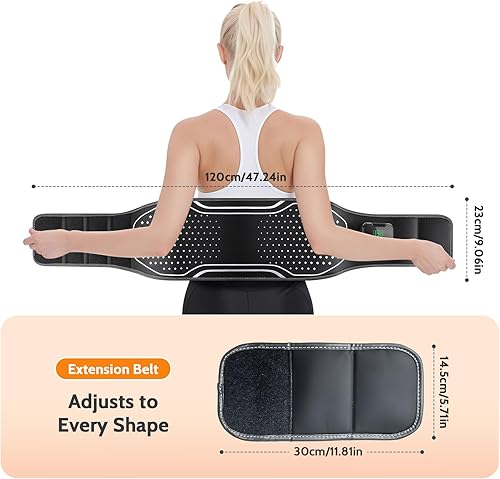 Miniatura 8 de Masajeador inalámbrico de espalda baja, almohadilla térmica para aliviar el dolor, masajeador de cinturón lumbar inflable con 3 vibraciones y 4