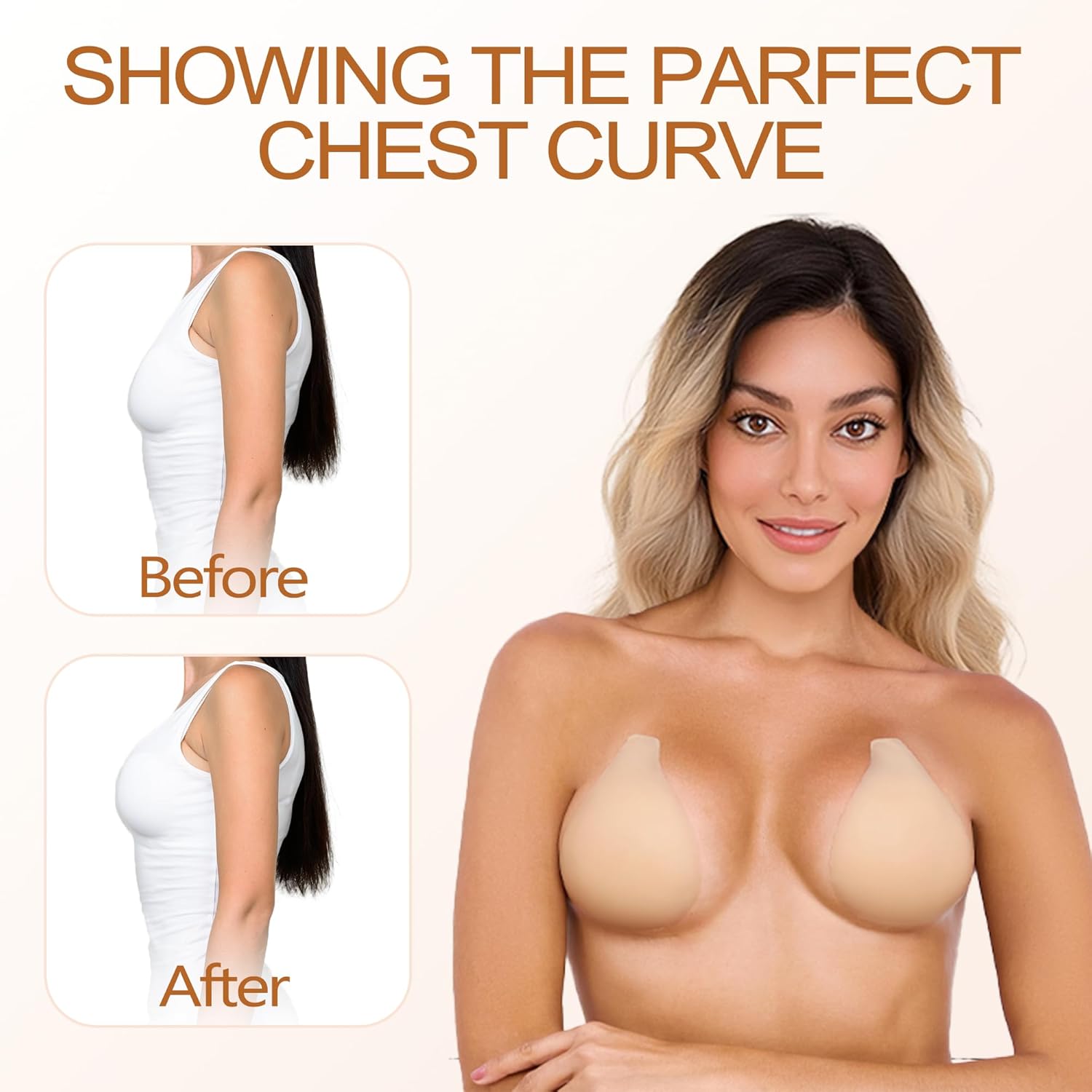 Adhesive Bra, Breast Lift Strapless Silicone Sticky Bra Nippless Covers Push Up Self Invisible Backless Sticky for Women - Image 5