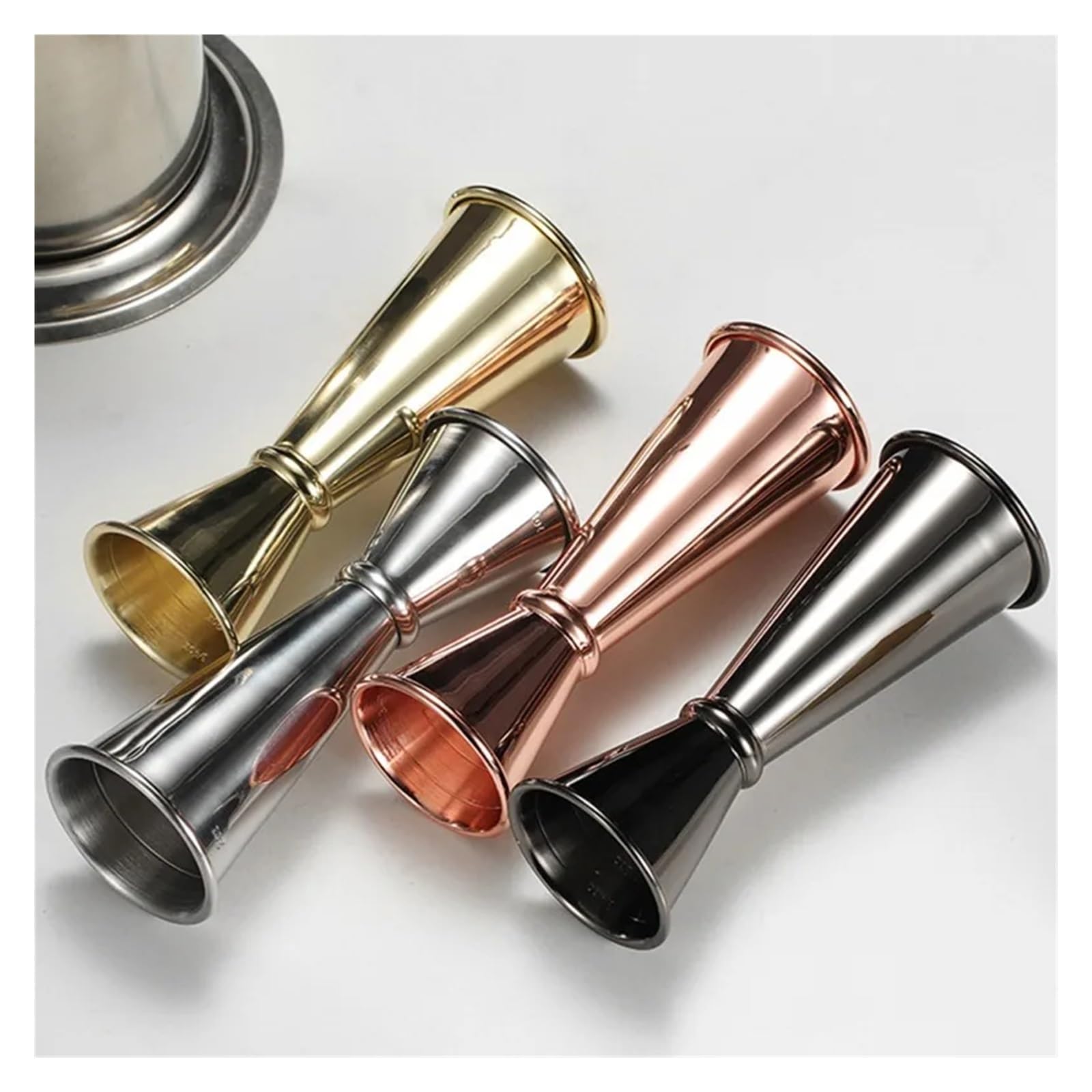 Doseur Cocktail Verre doseur en Acier Inoxydable de 15 à 60 ML, Shaker à Cocktail, doseur à spiritueux, Outils de Bar et de Cuisine(Gold 30 60ml)