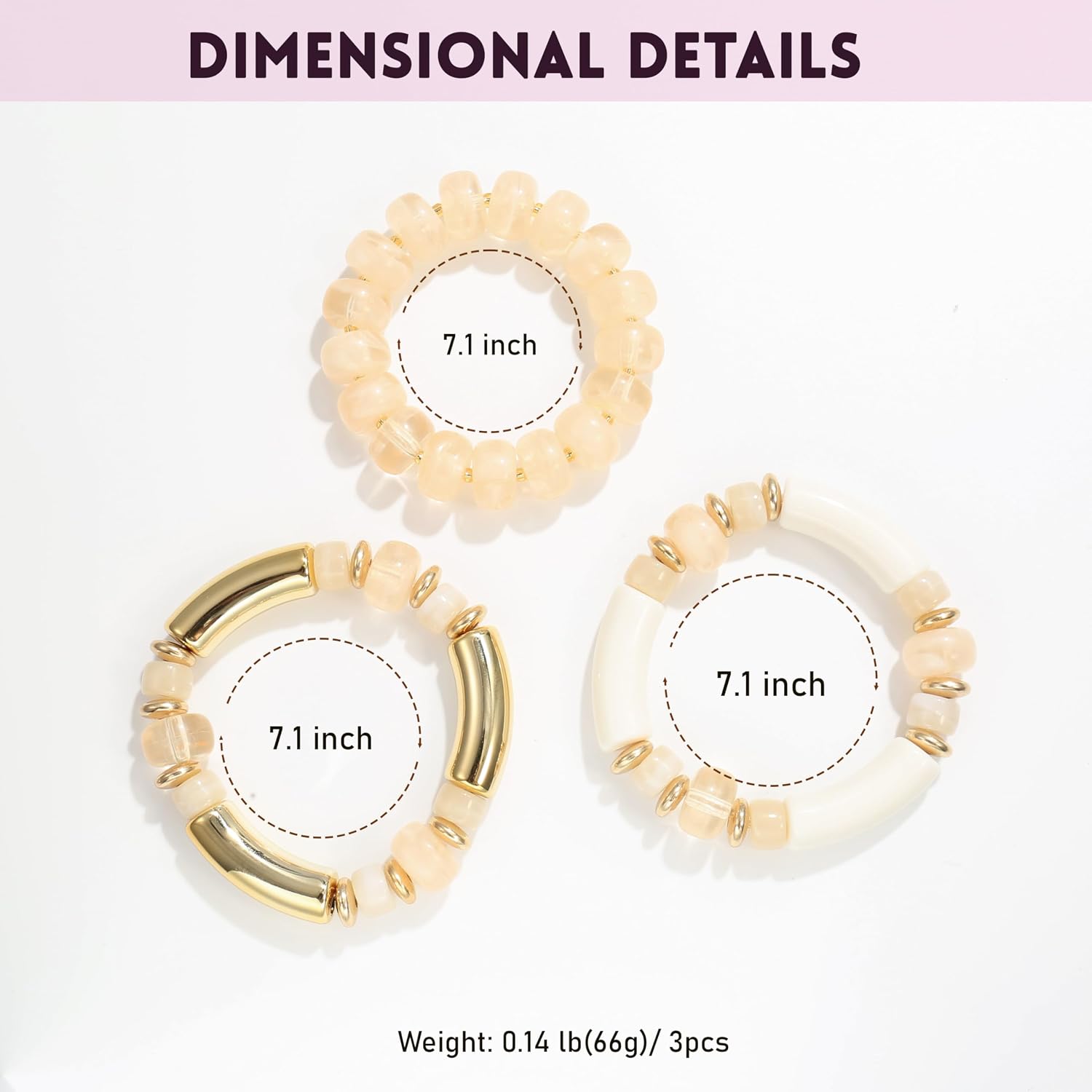 Multi Color Stretch Chunky Beaded Stackable Bracelets for Women- Layering Bead Strand Statement Wrap Bangles