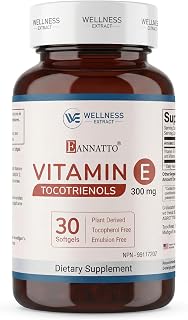 WELLNESS EXTRACT Eannatto Tocotrienols Vitamin E Supplements Tocopherol Free, Non-GMO, Gluten Free & Antioxidant (300MG 30 Softgels)