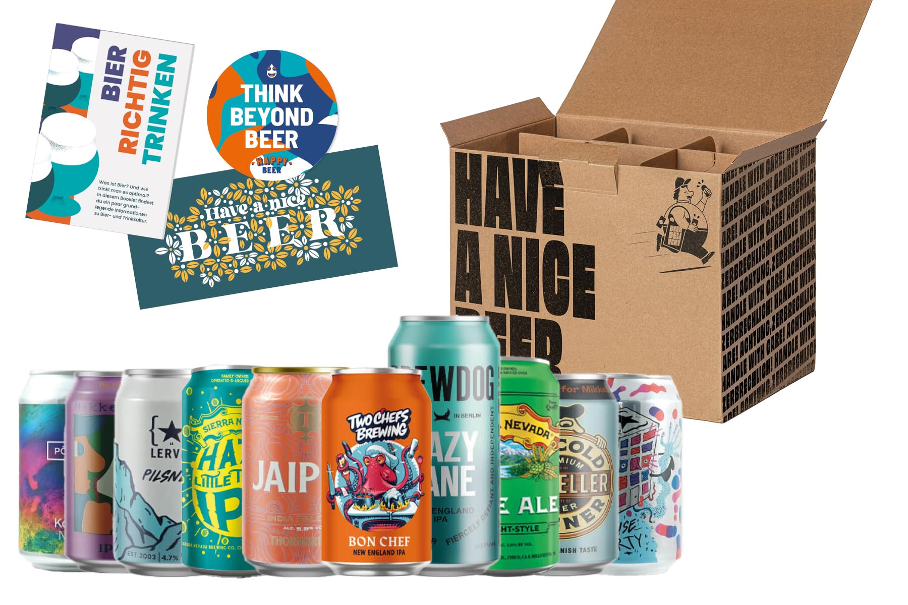 Craft Beer Paket Dose - 10 internationale Premium Biere, Bier Geschenk Paket, Geschenke für Männer, Tasting für Zuhause, Craftbeer Geschenkpaket, Vatertagsgeschenk, inkl. 2,50€ Mehrwegpfand