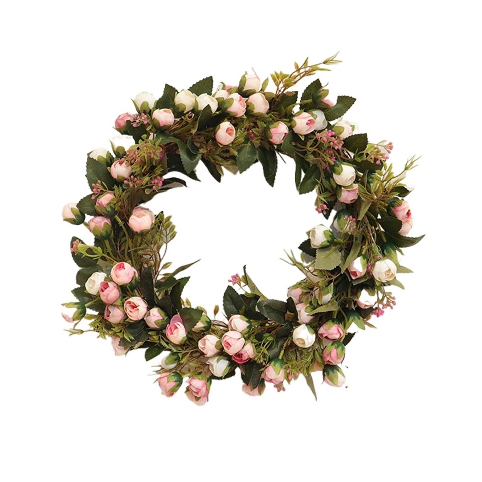 Door Wreath 30Cm Small Fake Rose Wreath Handcrafted Floral Garland Rattan Silk Indoor Outdoor Decor For Front Door Wall Window