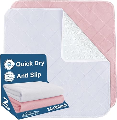 Miniatura 26 de Almohadillas de cama lavables e impermeables de 34 x 36 pulgadas, paquete de 2 almohadillas reutilizables para incontinencia, protectores de hojas