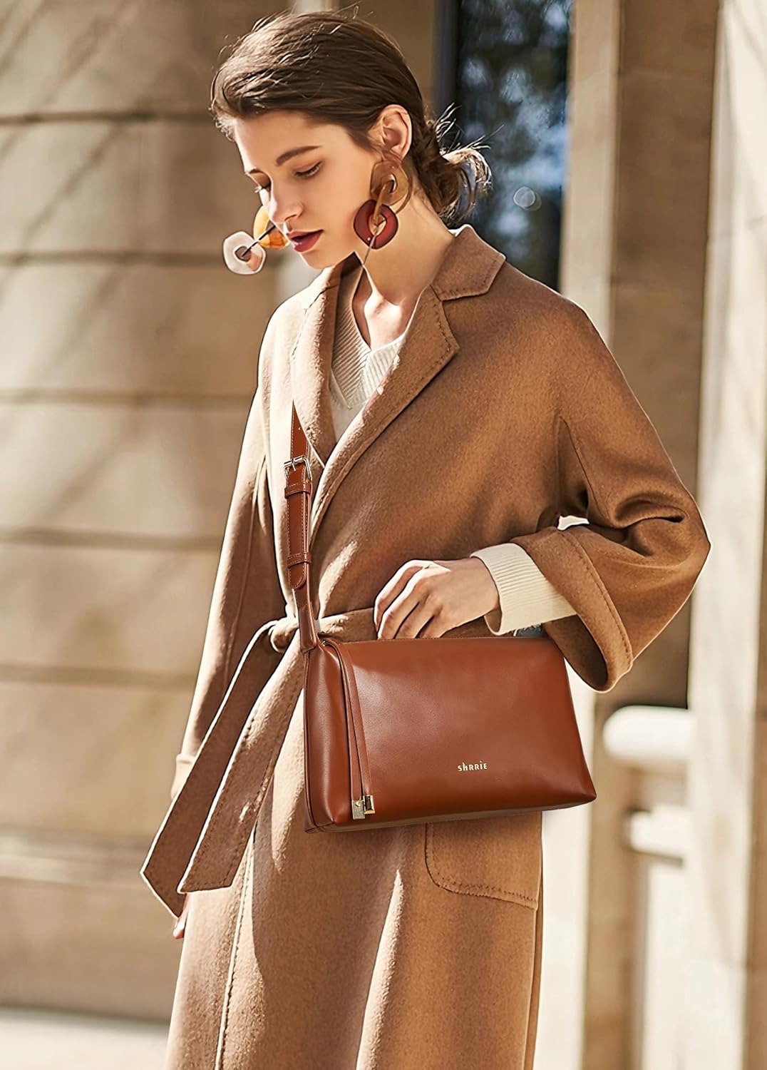 Shrrie Lightweight Shoulder Bag Purses for Women Soft Vegan Leather Shoulder Handbags Crossbody Bag with Adjustable Strap | Quilted, Triple Pocket, Wide Strap - Image 8