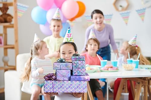 Vista 38 de PlandRichW Papel de regalo de unicornio plegado para niñas, mujeres, cumpleaños, 4, diseño de princesa, rosa, arcoíris, varita de hadas, diamante