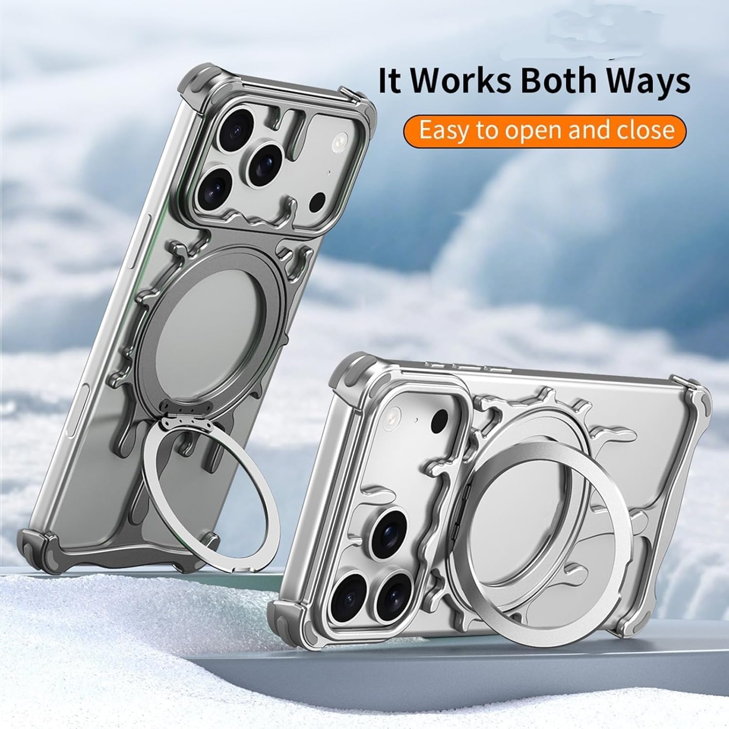 Case for iPhone 17/17Air/17Pro/17Pro Max, Super Slim Shell with Heat Dissipation Car Magnetic Kickstand Cover(Gray,17)