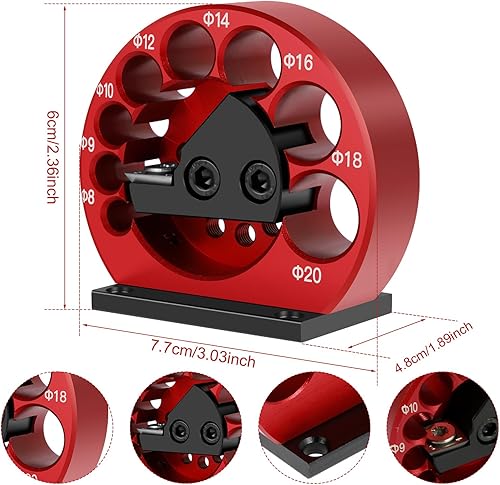 Miniatura 2 de Plantilla para hacer clavijas con llave, cortador de clavijas ajustables de 0.31 a 0.78 pulgadas, 8 agujeros de aleación de aluminio, varillas