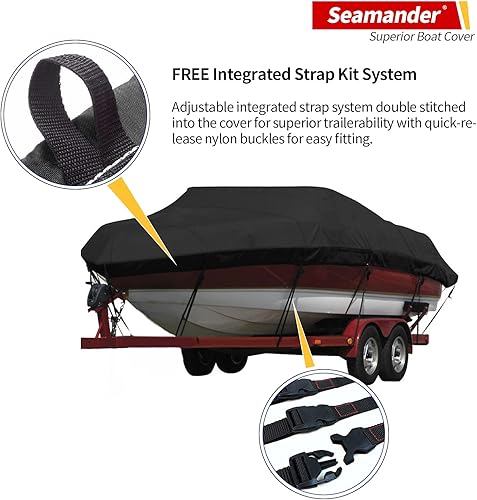 Miniatura 5 de Cubierta Seamander para lancha, resistente e impermeable para casco en V, de tres cascos, para pesca, esquí, estilo profesional para poca