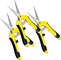 iPower 6.5 Inch Heavy-Duty Pruning Shears, Ultra-Sharp Stainless Steel Gardening Scissors, Spring-Loaded Hand Pruner, Yellow 3-Pack