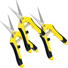 iPower 6.5 Inch Gardening Scissors Hand Pruner Pruning Shear for Gardening and Trimming, Heavy-Duty, Ultra Sharp Stainless Steel, Yellow, 3-Pack