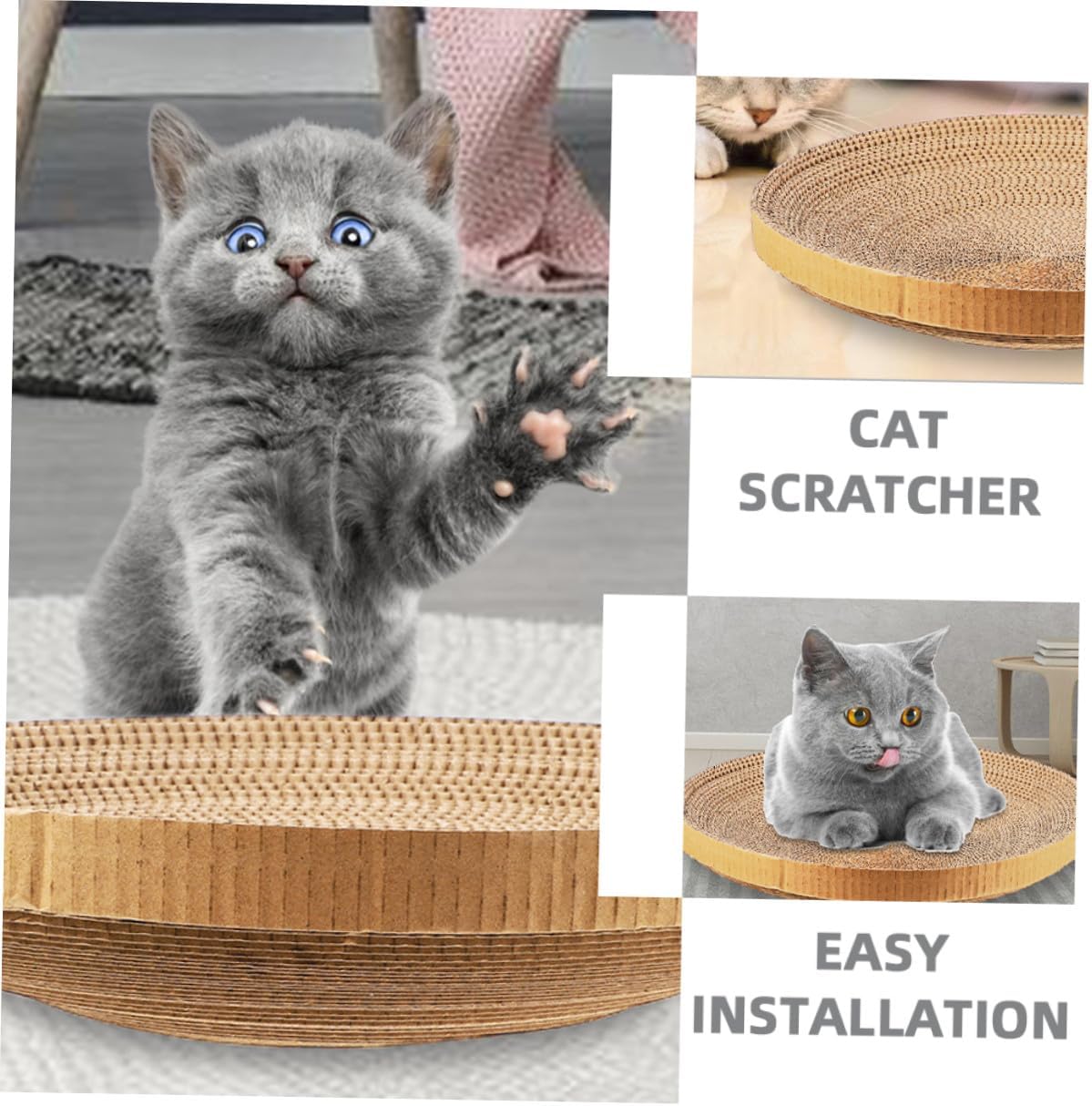3pcs Replacement Corrugated Cardboard Cat Scratcher Pads Sturdy Wear-Resistant Scratcher for Indoor Kittens and Cats Household Floor Accessory