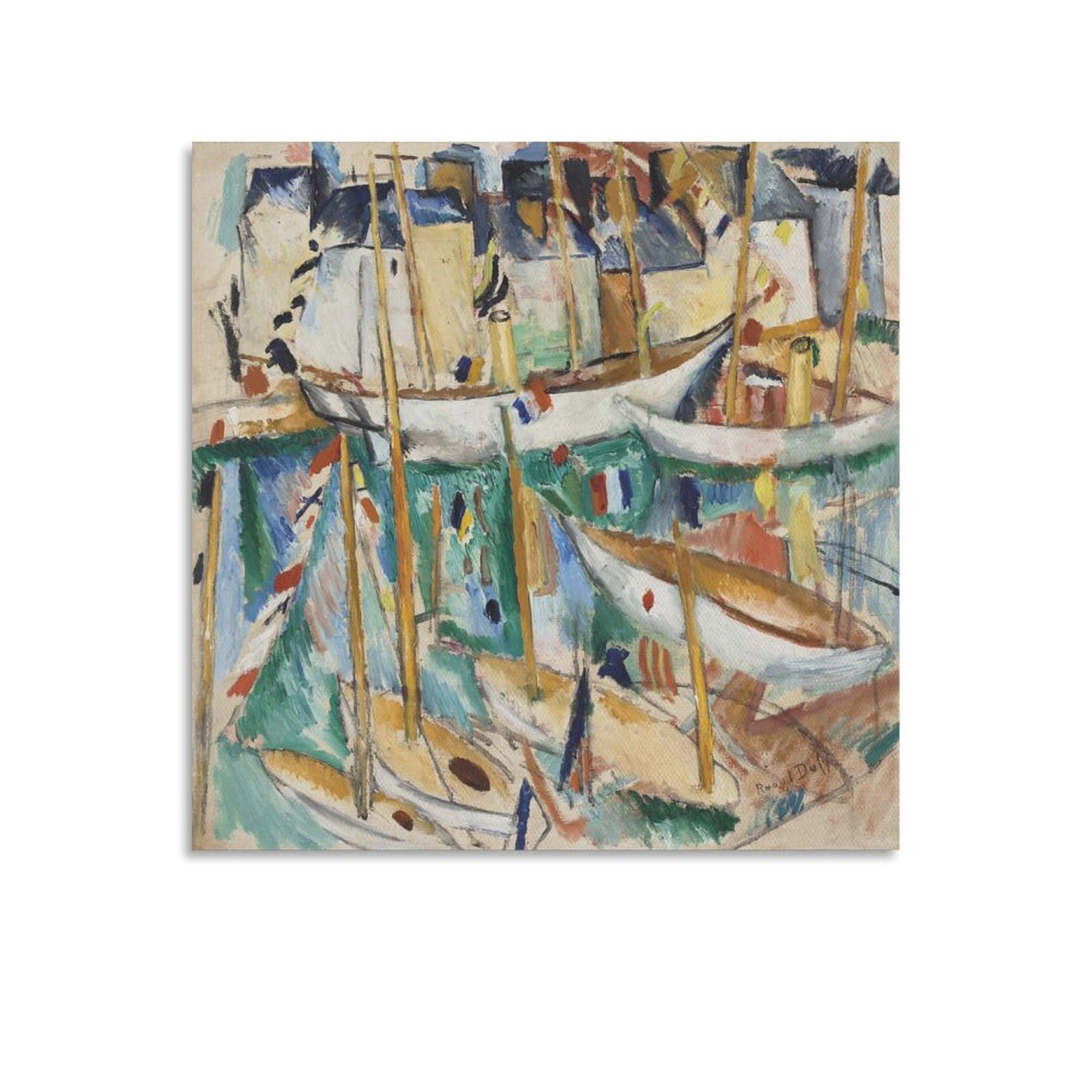 KLAGCBDF Raoul Dufy Les Bateaux Posters Wall Art Painting Canvas Prints Decor Poster Artworks 16x16inch(40x40cm)