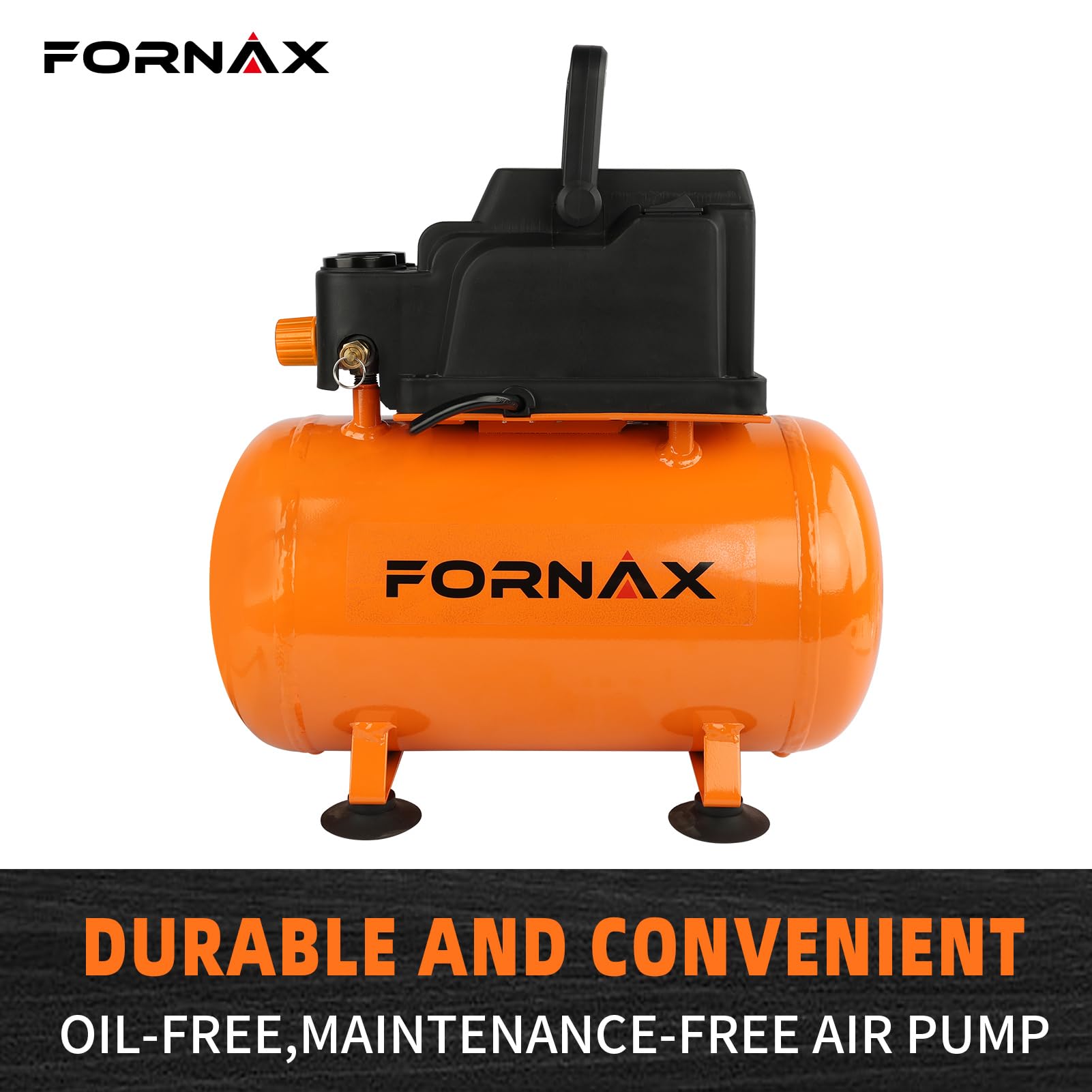 FORNAX Air Compressor Portable 2 Gallon, 1.2 HP 2.1 SCFM@ 90 PSI Oil Free, Max Pressure 135 PSI, 65 DB Silent Air Compressor For Auto Repair, Tire Inflation, Airbrushing, Nailing