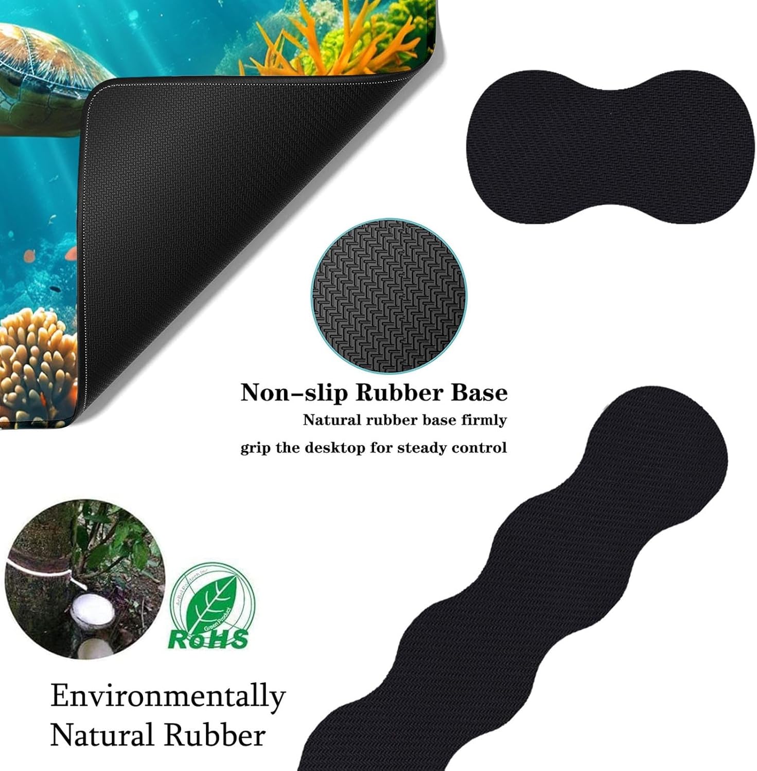 Keyboard Wrist Rest+Mouse Wrist Pad+Desk Pad Set,Memory Foam Ergonomic Easy Typing Pain Relief for Computer Laptop Office Home - Cute Turtle