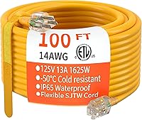 Vista 56 de HUANCHAIN Cable de extensión para exteriores de calibre 14/3 de 25 pies, resistente al agua, con cable eléctrico de 3 clavijas iluminado y flexible