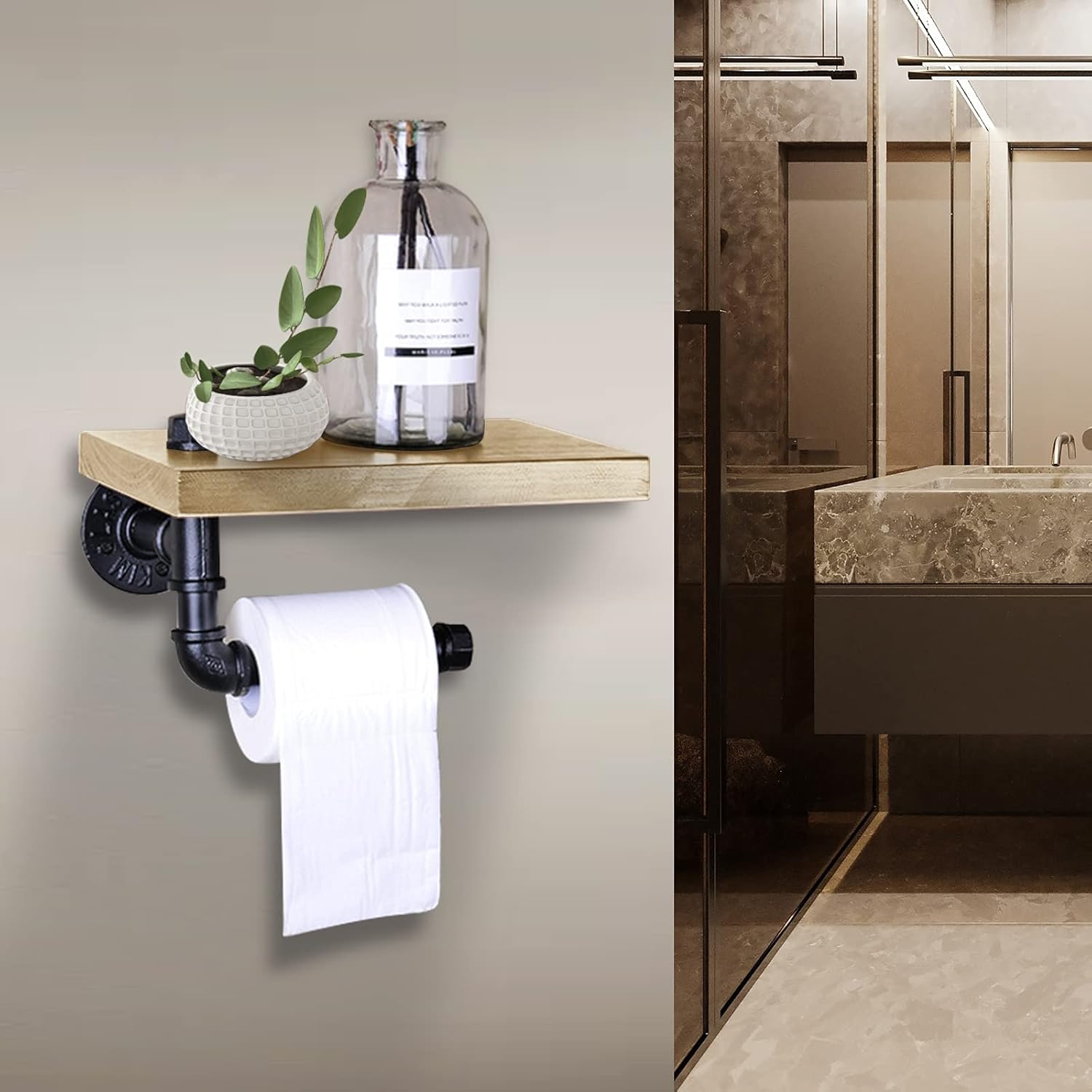 [LOSCHEN] Wall Mounted Toilet Paper Holder,Industrial Pipe Toilet Roll