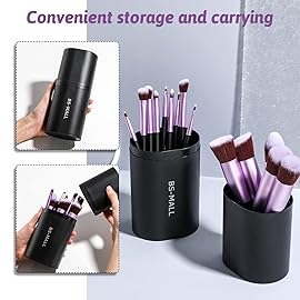 BS-MALL Makeup Brushes Premium Synthetic Foundation Powder Concealers Eye Shadows 14 Pcs Purple for Makeup Beginner or Professional with Travel Case