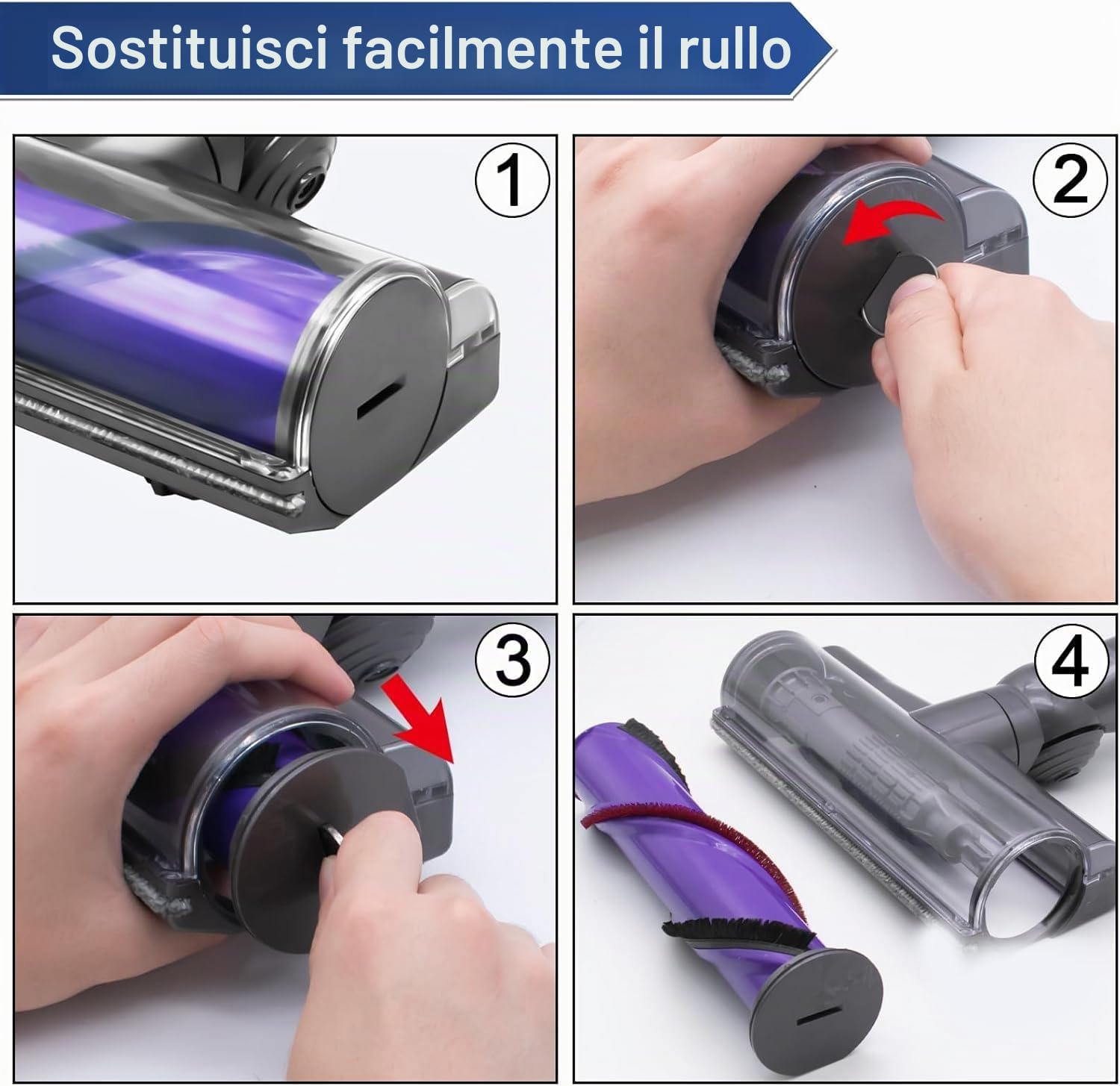 Testina di spazzola elettrica per Dyson V7 V8 V10 V11 V15 SV10 SV11 SV12 SV14 Motorhead - Ricambio per spazzola a rullo, compatibile con tappeti e pavimenti duri